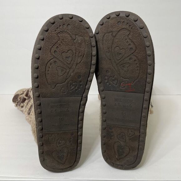 Muk Luks Tan Nordic Print Knit Sock Sweater Boots - Picture 10 of 13